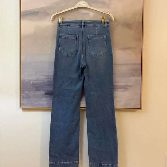 Faherty Women's High Rise Mid Wash Wide Leg Jeans - Picture 5 of 7